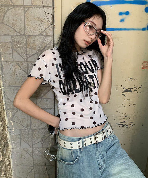 ドット柄シアーTシャツ / 16129