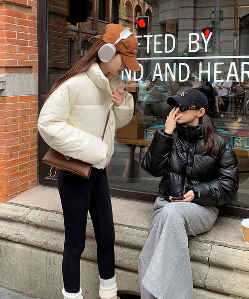 フェイクレザーショートダウンジャケット / 15338