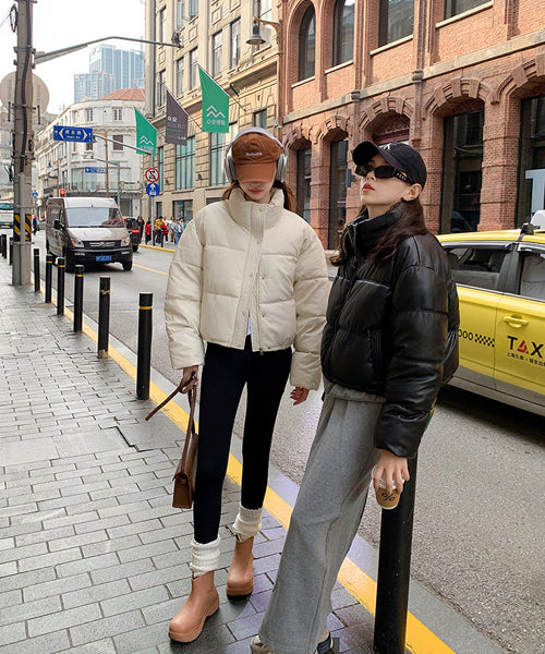 フェイクレザーショートダウンジャケット / 15338