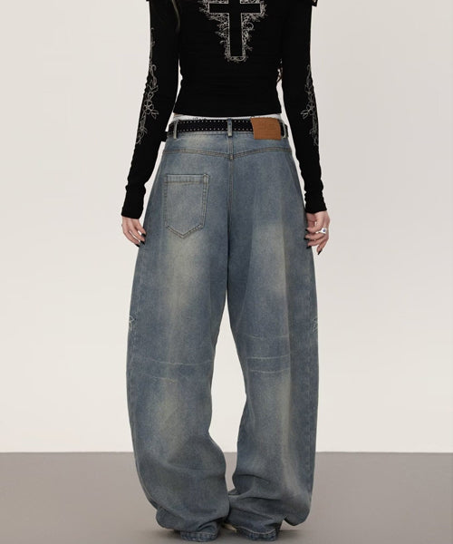 ローズ刺繍ワイドデニムパンツ / 15658