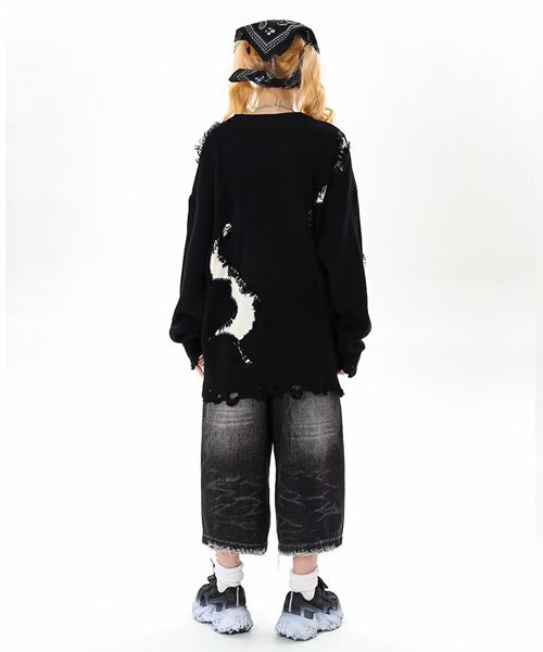 ダメージ加工ロゴニット / 15402