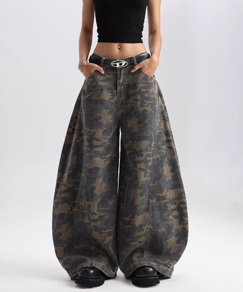 カモフラージュ柄カーブパンツ / 15444