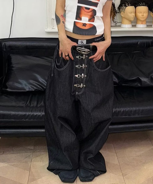 メタルバックルワイドデニムパンツ / 15584