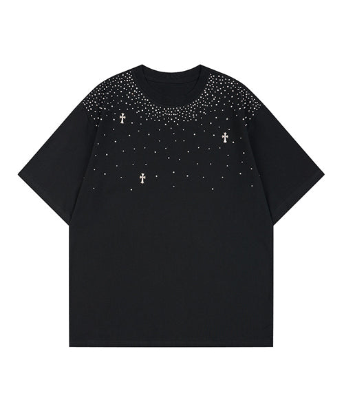 ラインストーンクロスTシャツ / 15826