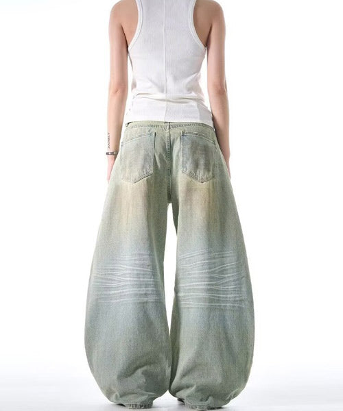 ヴィンテージ加工カーブデニムパンツ / 15405