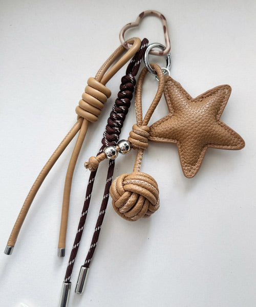 カラビナ付きフェイクレザースターチャーム / 15308