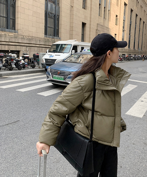 フェイクレザーショートダウンジャケット / 15338