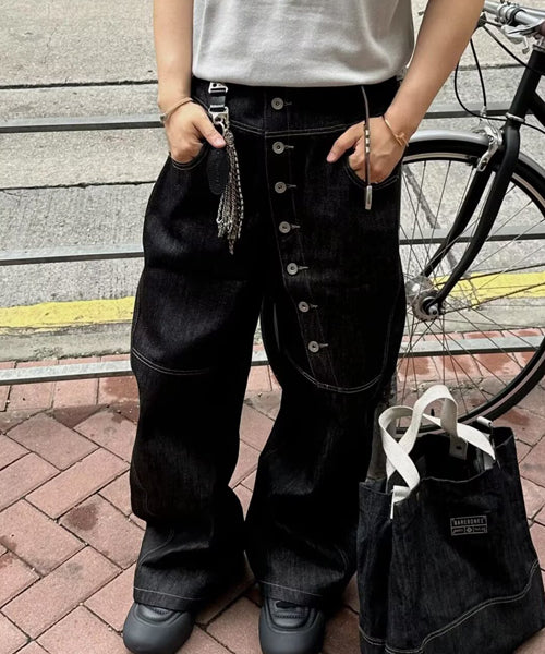アシンメトリーボタンデニムパンツ / 15583