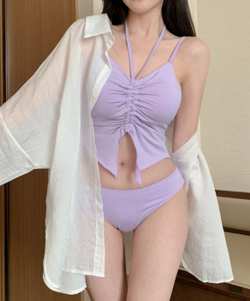 シャーリングレースアップビキニ 2点セット / 15714