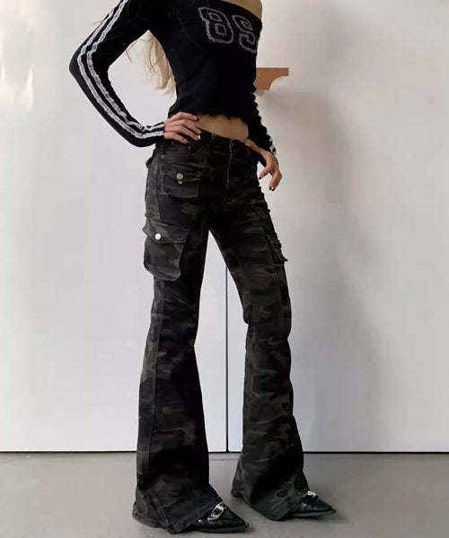 カモフラージュ柄フレアカーゴパンツ / 15527