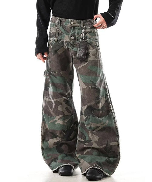 ダブルウエストカモフラージュ柄パンツ / 15496