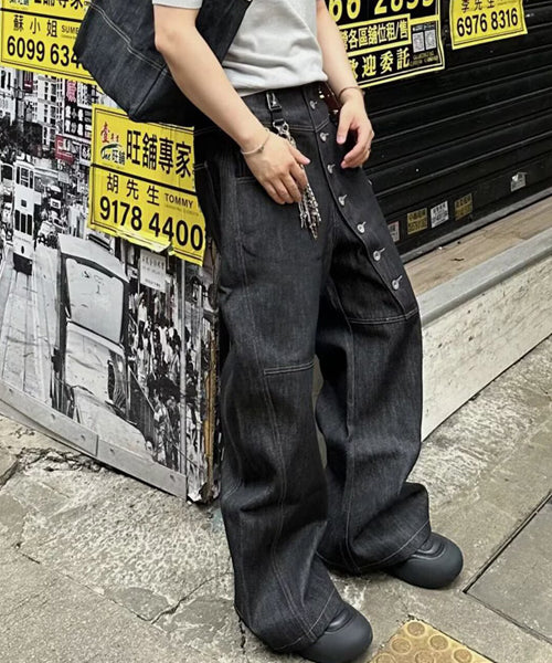 アシンメトリーボタンデニムパンツ / 15583