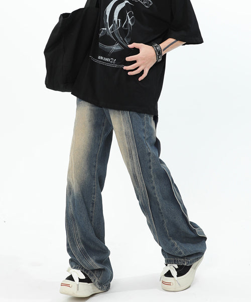 切替デザインデニムパンツ/13270