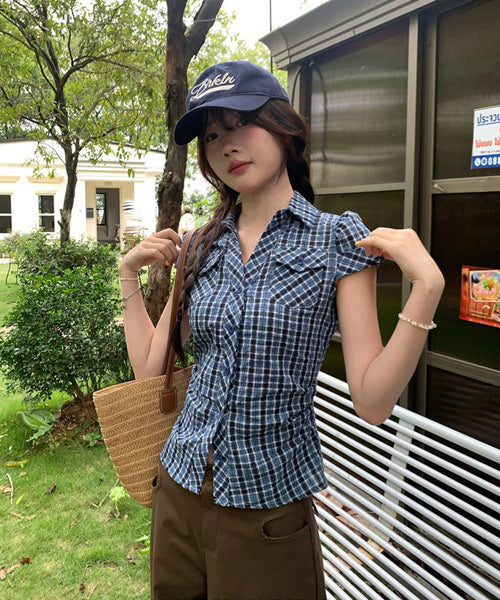 ウエストシェイプ半袖ブラウス / 15952