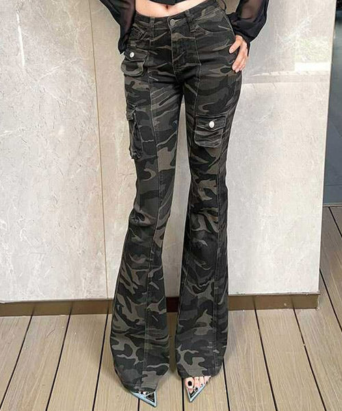 カモフラージュ柄フレアカーゴパンツ / 15527