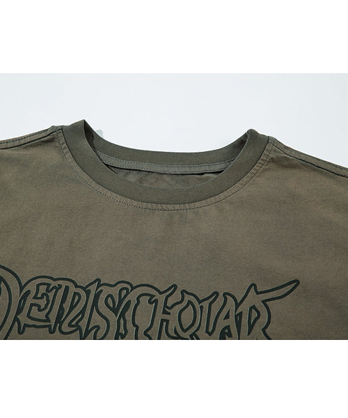 ダメージ加工ロゴプリントTシャツ / 15692