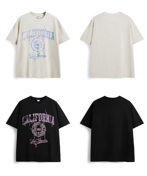 レターカレッジロゴプリントTシャツ