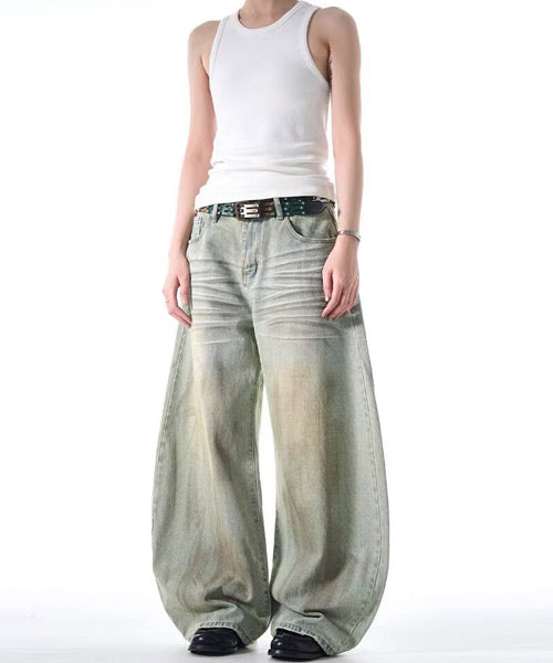 ヴィンテージ加工カーブデニムパンツ / 15405