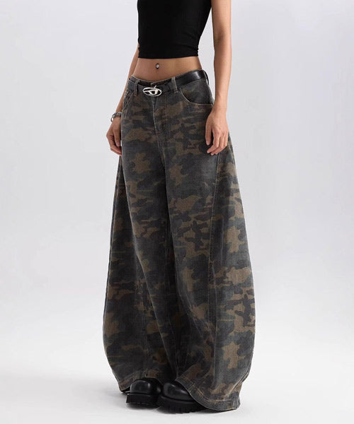 カモフラージュ柄カーブパンツ / 15444