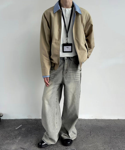 チェック柄切替ブルゾン / 15504