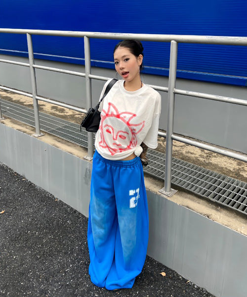 ユーズド加工ナンバーロゴスウェットパンツ / 15519