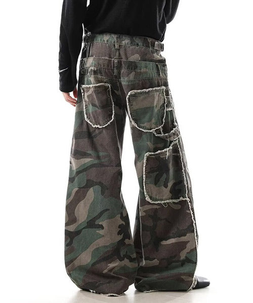 ダブルウエストカモフラージュ柄パンツ / 15496