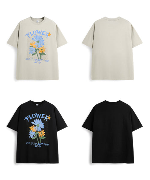 フラワー発泡プリントTシャツ