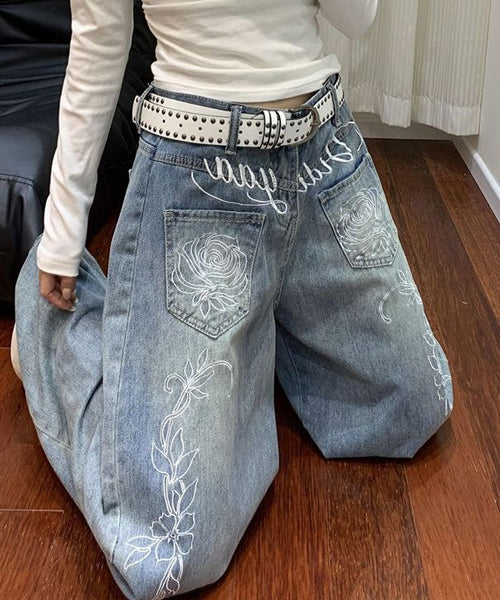 ローズ刺繍ワイドデニムパンツ / 15658