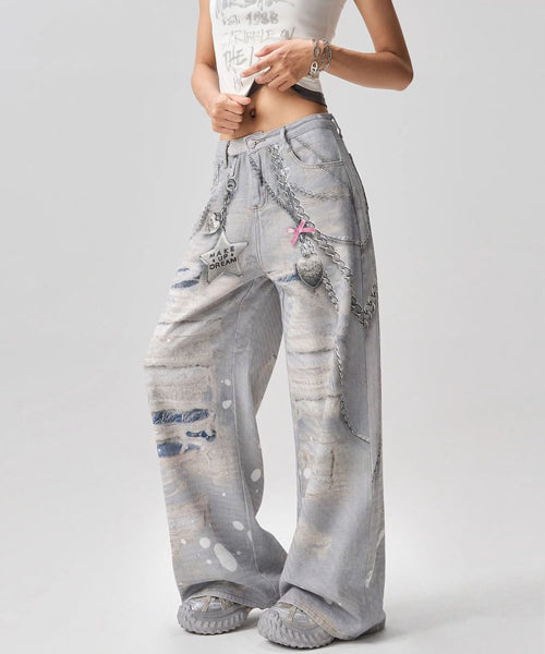 チェーンプリントデニムパンツ / 15548