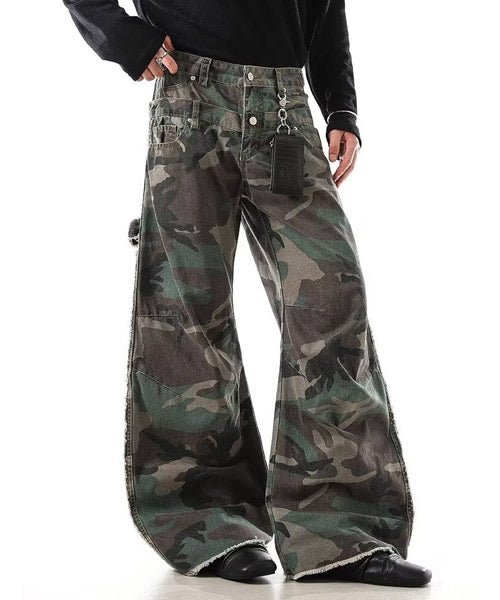 ダブルウエストカモフラージュ柄パンツ / 15496