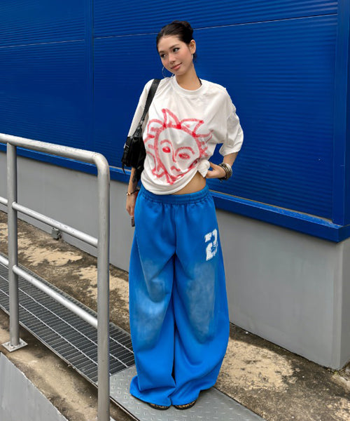 ユーズド加工ナンバーロゴスウェットパンツ / 15519