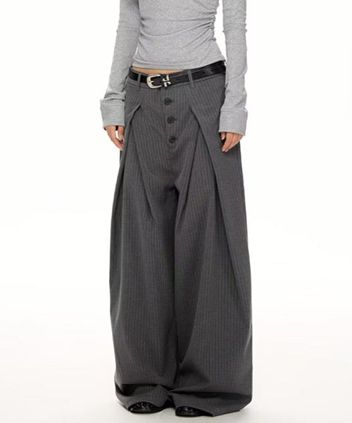 フロントボタンストライプスラックスパンツ / 15702