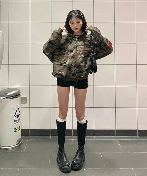 カモフラージュ柄スウェットジップパーカー / 15567