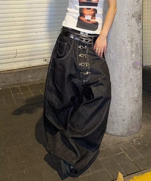 メタルバックルワイドデニムパンツ / 15584