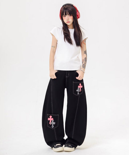 クロスパッチカーブデニムパンツ / 15668