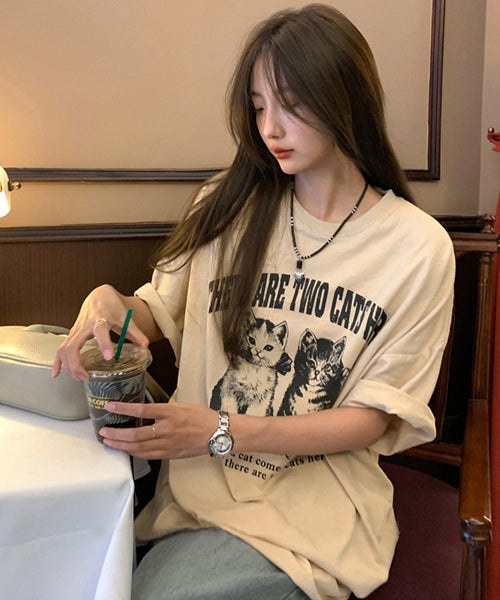 CATプリントTシャツ / 16045