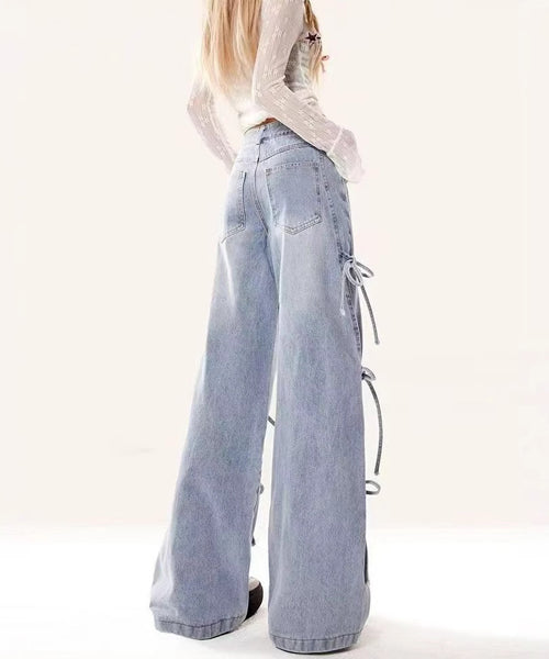 サイドリボンワイドデニムパンツ / 15556