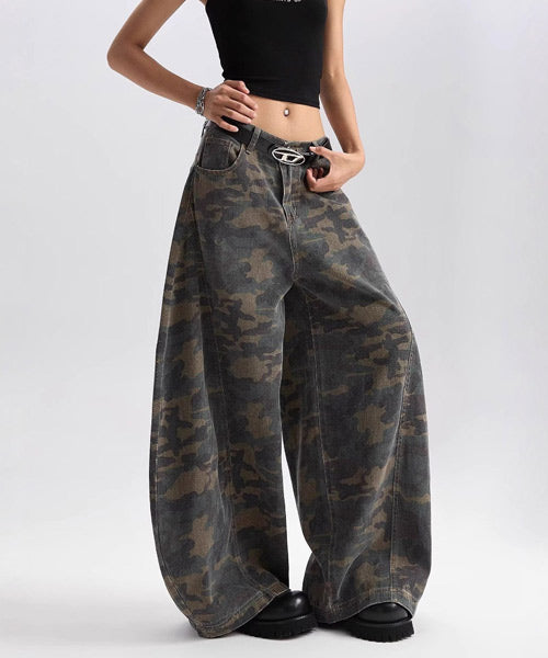 カモフラージュ柄カーブパンツ / 15444