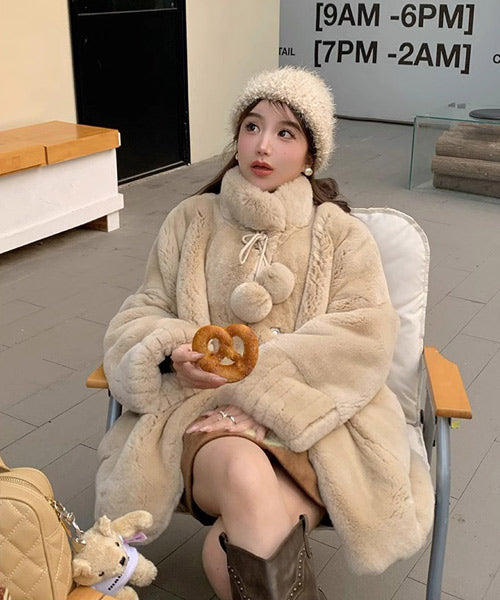 スタンドカラーフェイクファーコート / 15411