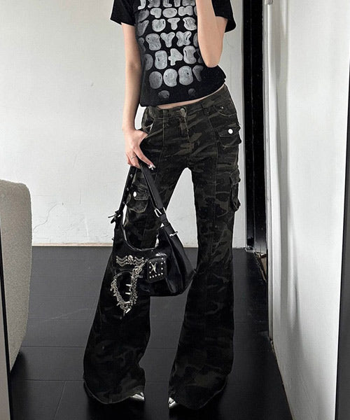 カモフラージュ柄フレアカーゴパンツ / 15527