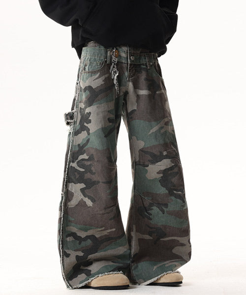 ダブルウエストカモフラージュ柄パンツ / 15496