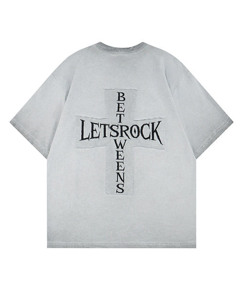 クロス刺繍ロゴユーズド加工Tシャツ / 15809