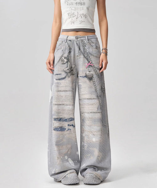 チェーンプリントデニムパンツ / 15548