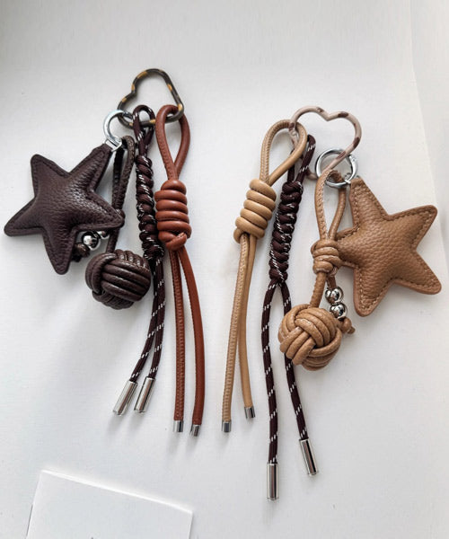 カラビナ付きフェイクレザースターチャーム / 15308