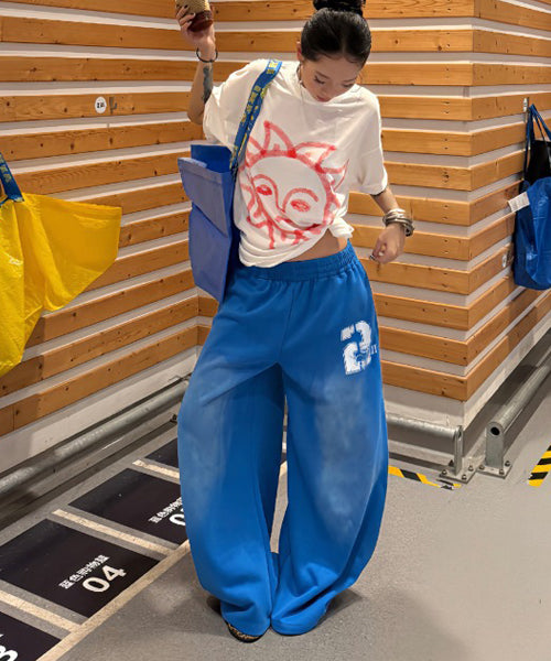 ユーズド加工ナンバーロゴスウェットパンツ / 15519