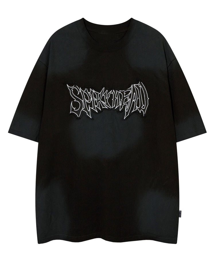 オーバーサイズダメージ加工刺繍ロゴTシャツ / 15690
