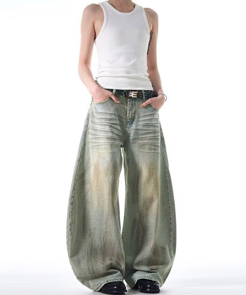 ヴィンテージ加工カーブデニムパンツ / 15405