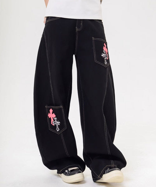 クロスパッチカーブデニムパンツ / 15668