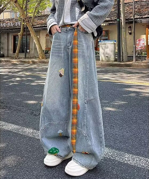 きのこ刺繍デニムパンツ / 16424