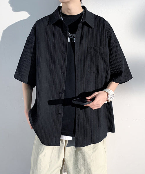 立体ストライプ半袖シャツ / 14643